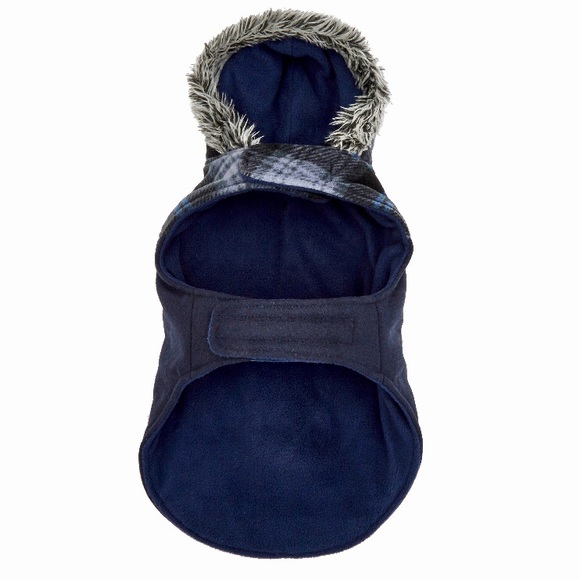 Frisco Plaid Hooded and Insulated Dog & Cat Peacoat, Navy, Medium - Picture 3 of 14